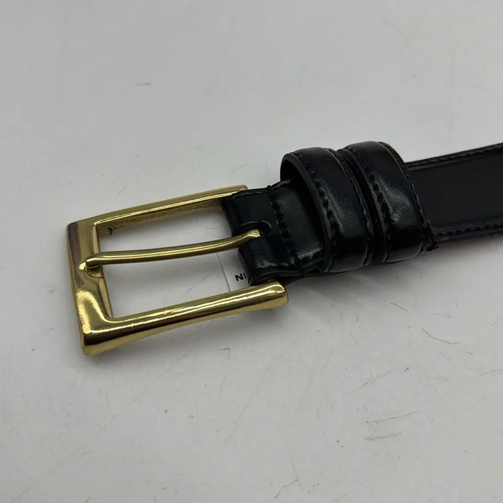 Nordstrom Men's Shop Black Leather Belt with Gold Buckle Size 34